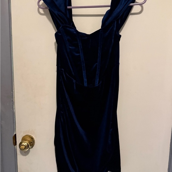 Cider Soft Solid Velvet Mini Dress - Picture 1 of 7